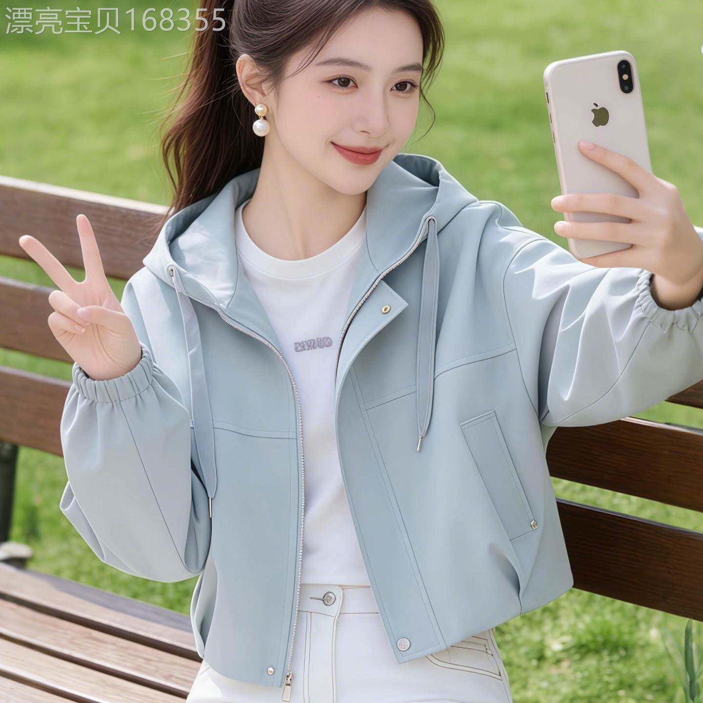 ZCKW时髦外套2026春秋季新款女士休闲百搭短款连帽风衣小个子夹克
