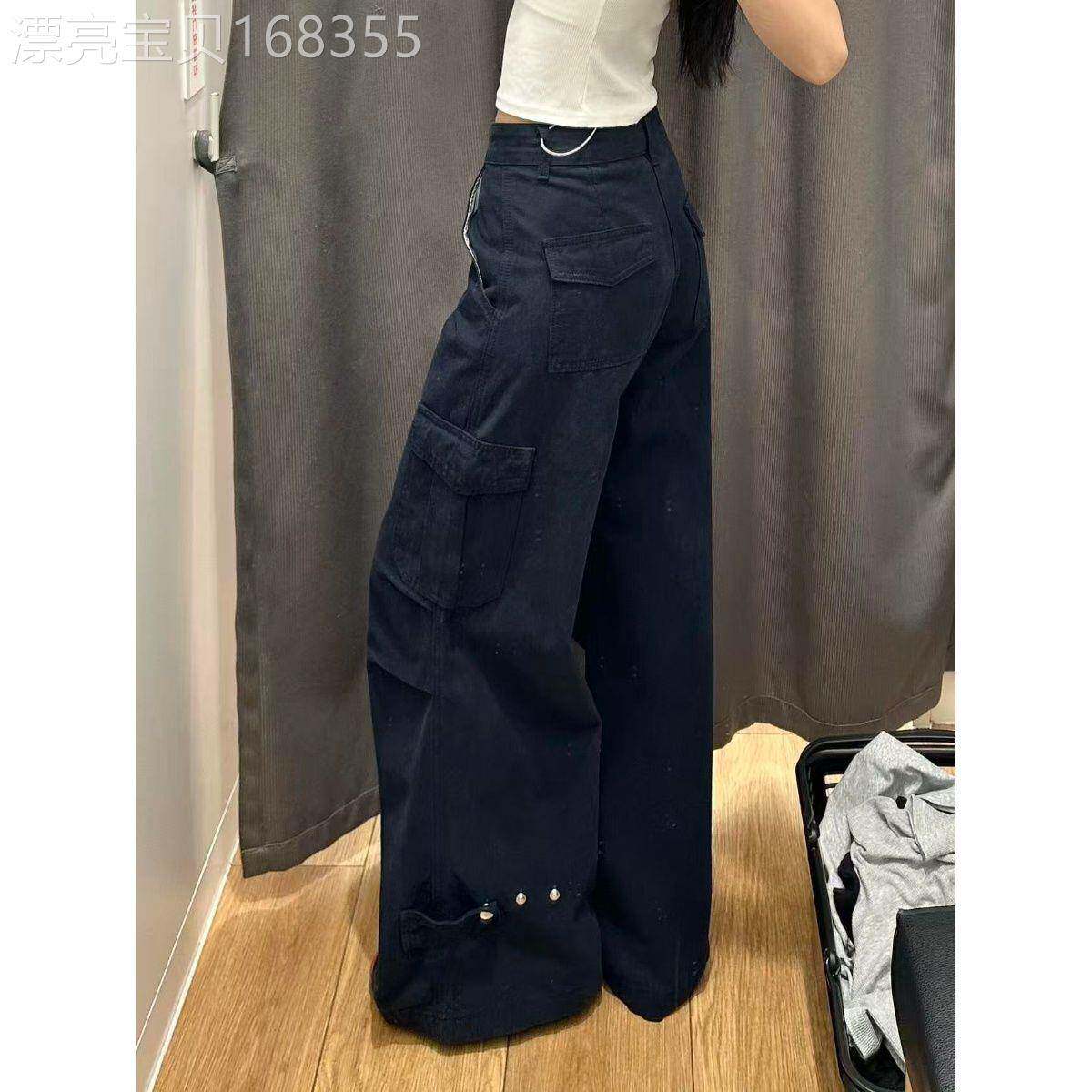 阔腿工装牛仔裤女春秋季2026新款大码胖mm修身显瘦宽松直筒拖地裤