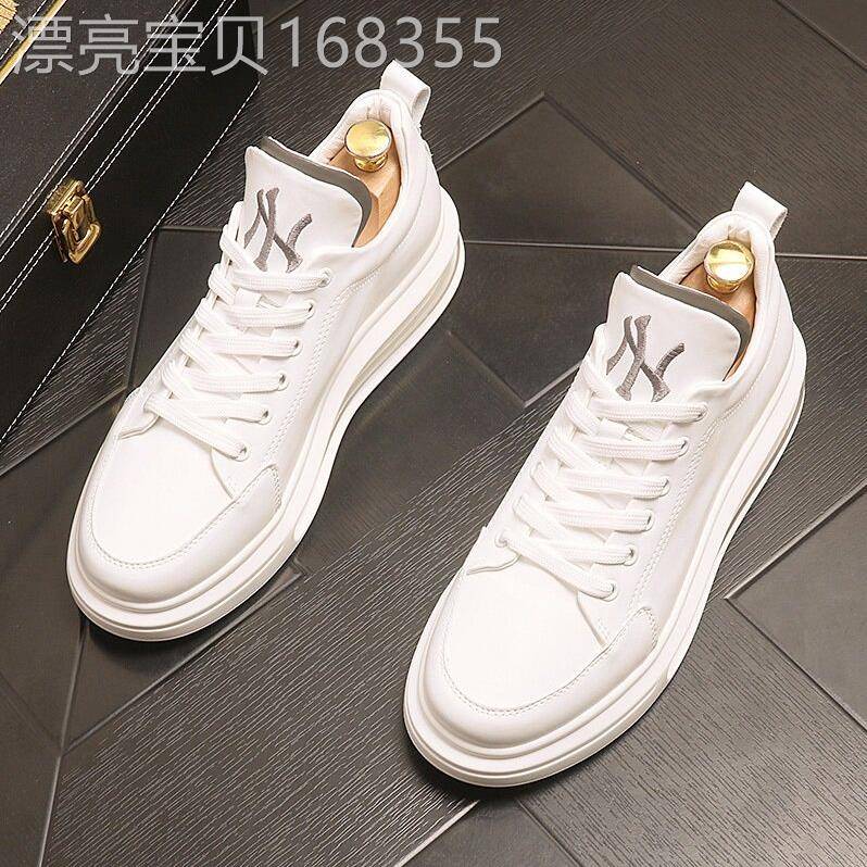 欧洲站男鞋四季新款奢侈品真皮小白鞋韩版潮厚底内增高休闲板鞋