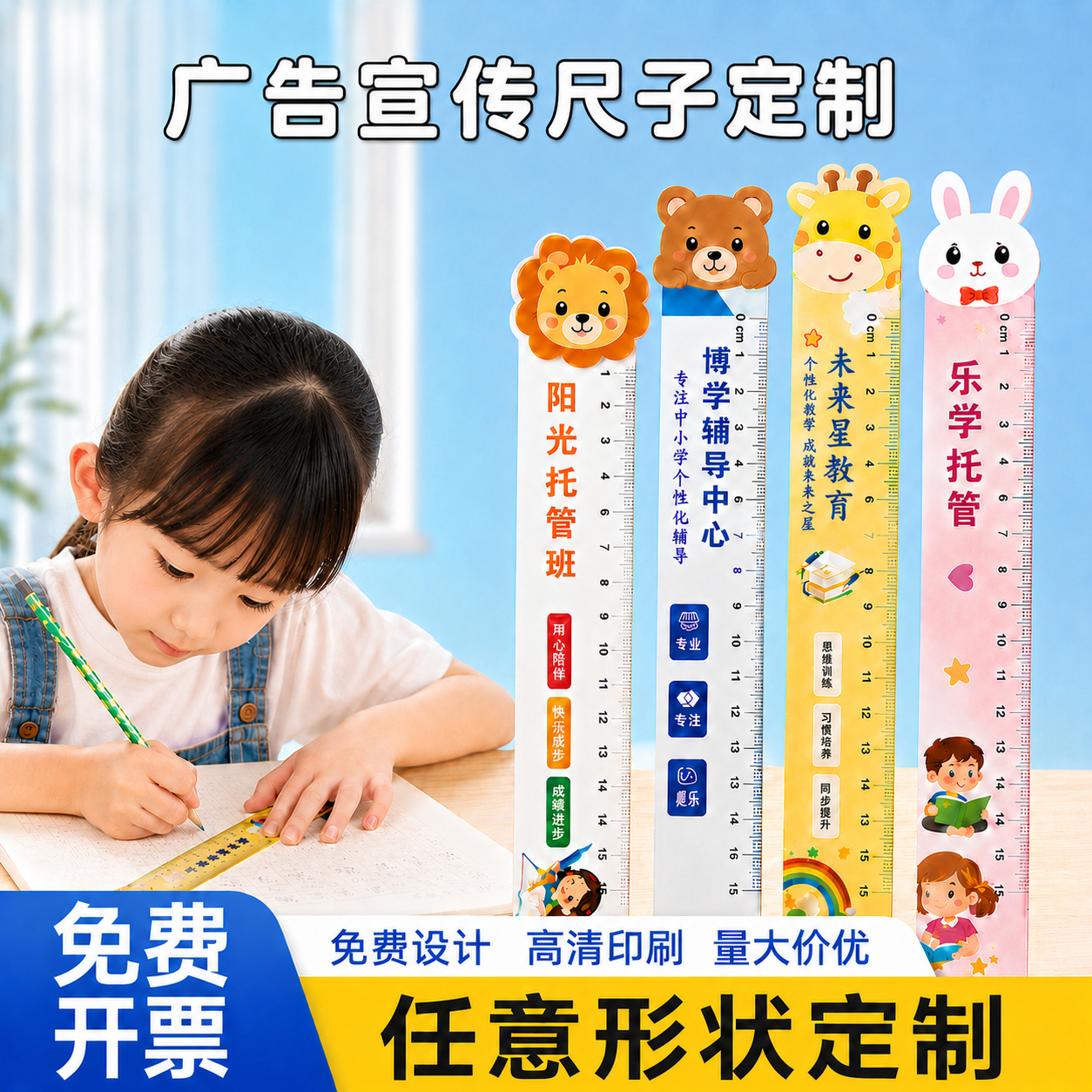 广告尺子定制PVC塑料宣传尺招生地推引流小礼品托管班培训机构辅导班活动物料订制logo书法地推小学生实用