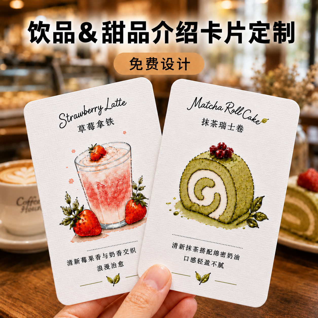 咖啡卡片定制烘焙店售后小名片订做手冲特调风味介绍说明温馨提示硬卡纸外卖饮料甜品创意设计甜点储存卡印刷
