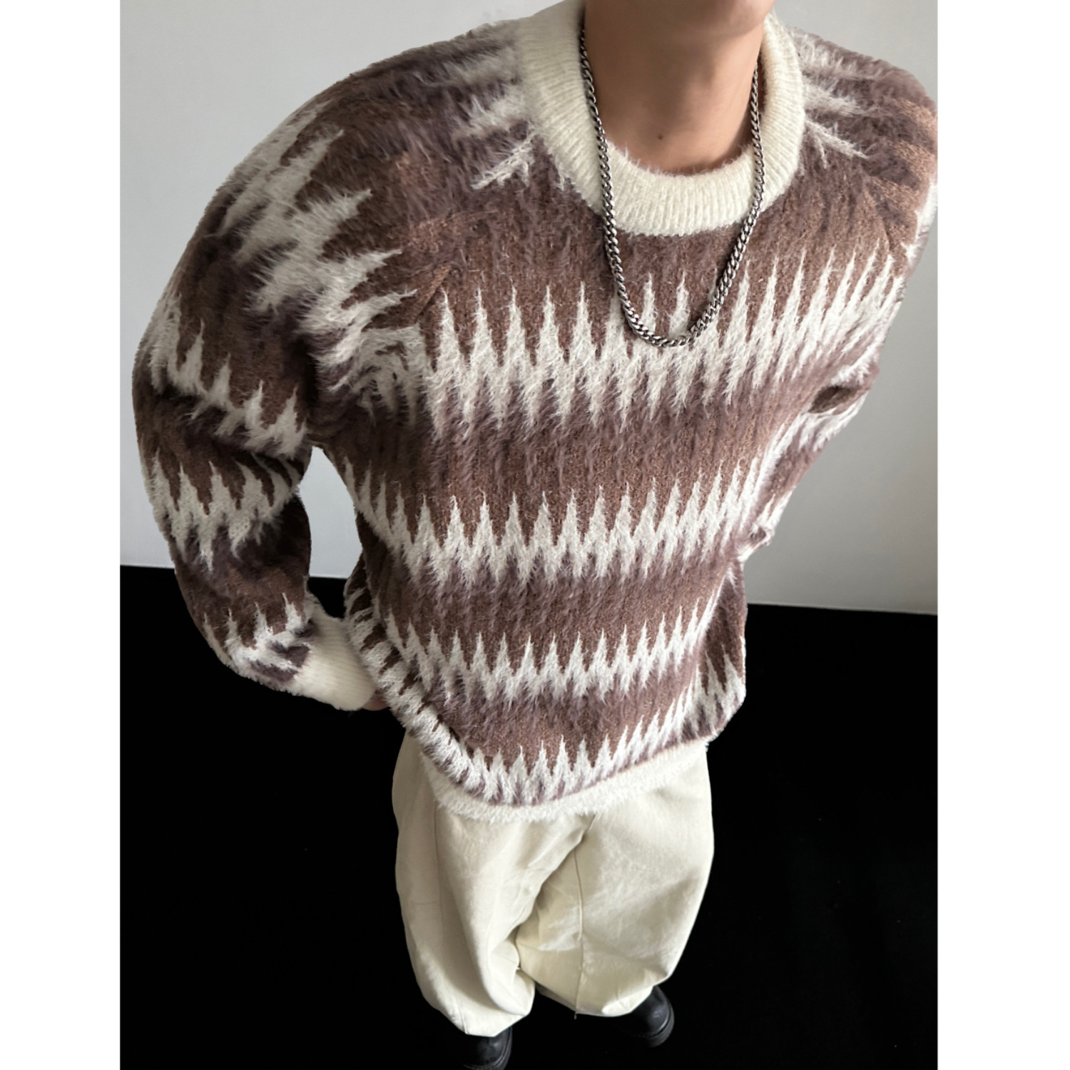 秋冬条纹加厚男女套头毛衣M06P78,男装针织衫/毛衣,电商A433