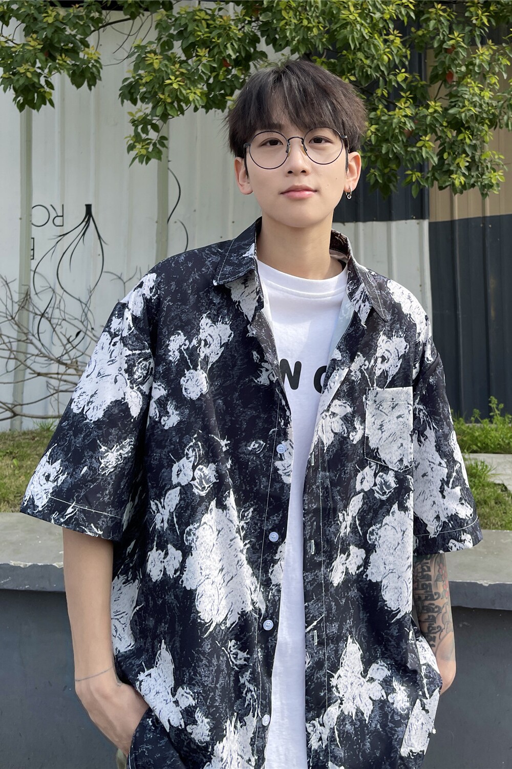 夏季冰丝薄款男女宽松短袖衬衫情侣上衣C303P40,男装T恤,电商A433