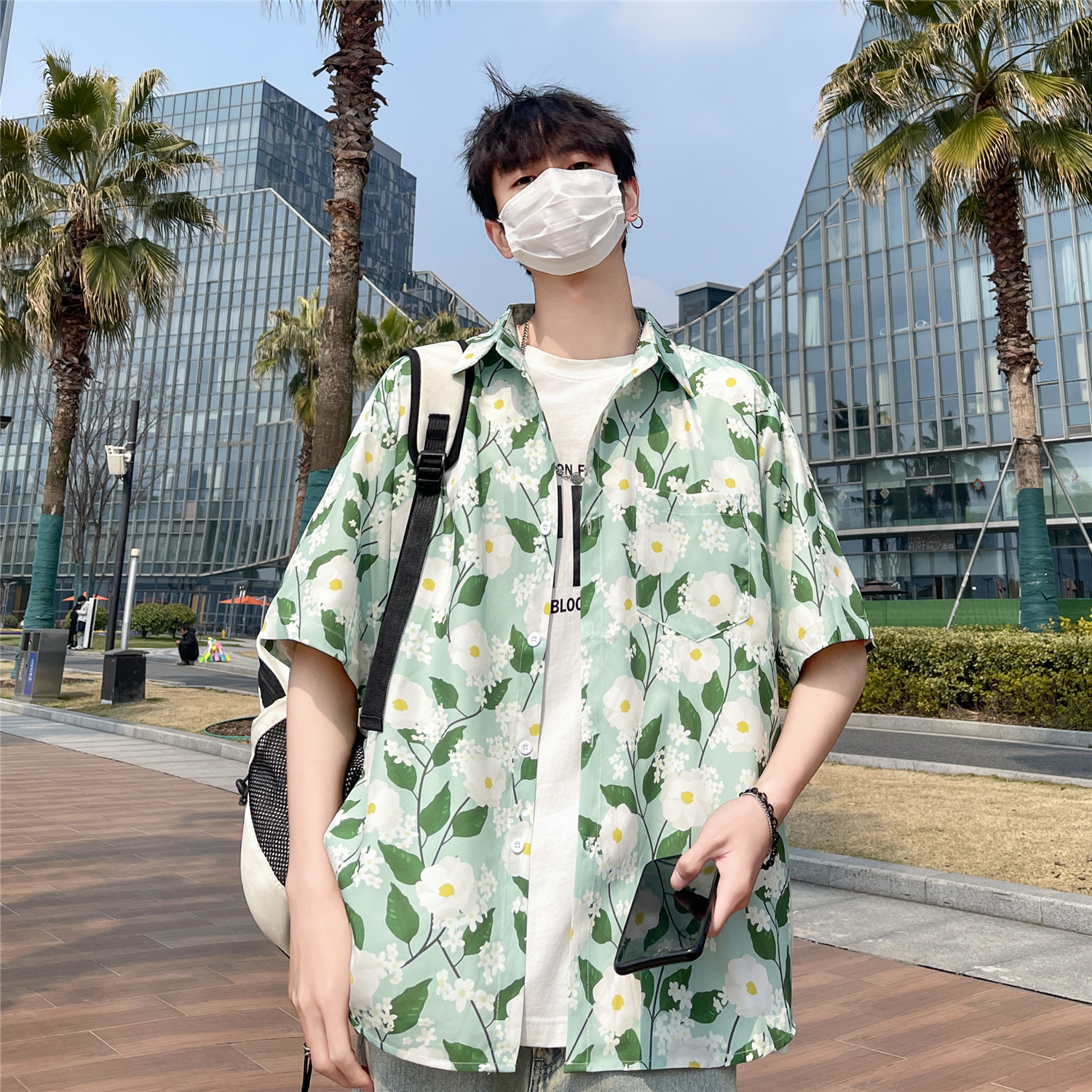 合集夏季沙滩旅游红色男女宽松薄款情侣短袖衬衫C1019P40,男装衬衫,电商A433