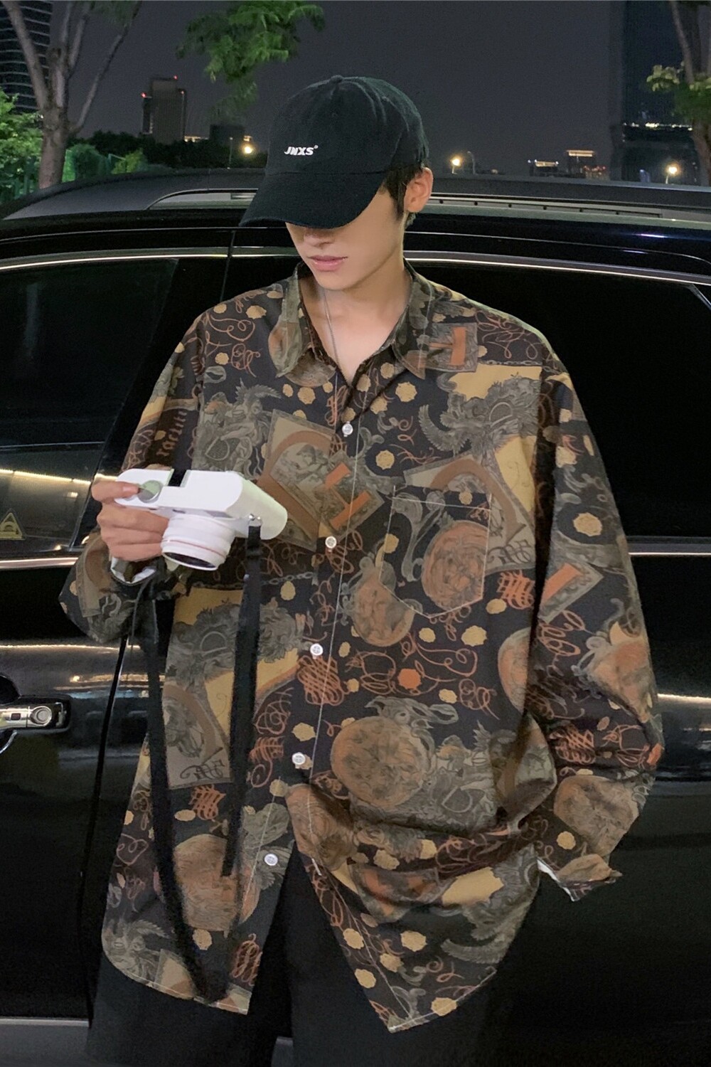 港风长袖秋季宽松防晒薄款男女印花情侣衬衫C147P50,男装防晒衣,电商A433