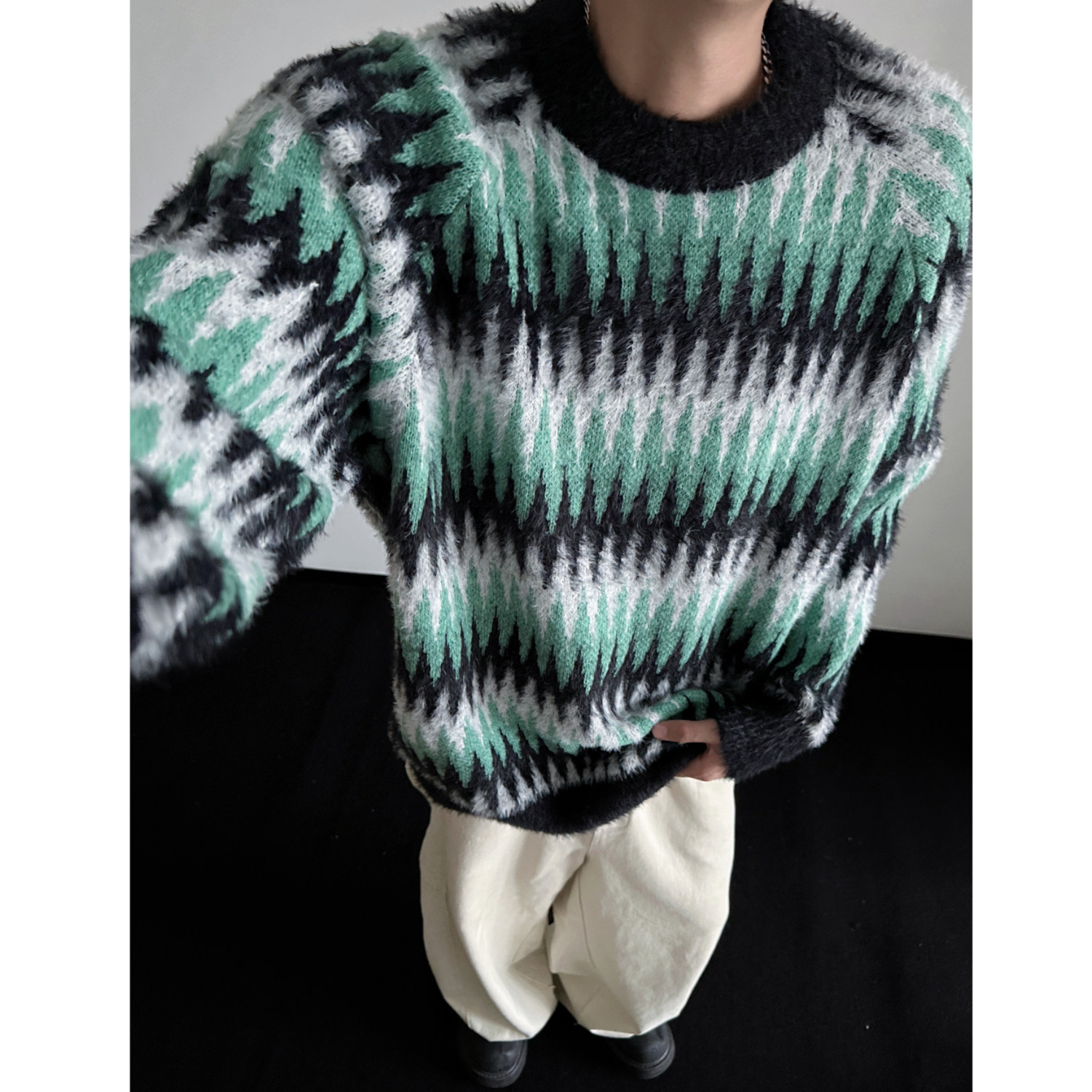 秋冬条纹加厚男女套头毛衣M06P78,男装针织衫/毛衣,电商A433
