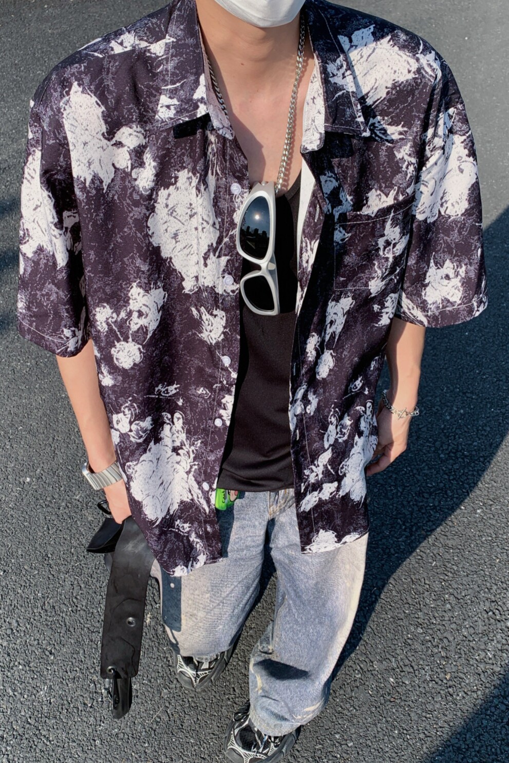夏季薄款港风男女宽松防晒花衬衫C303P40,男装防晒衣,电商A433