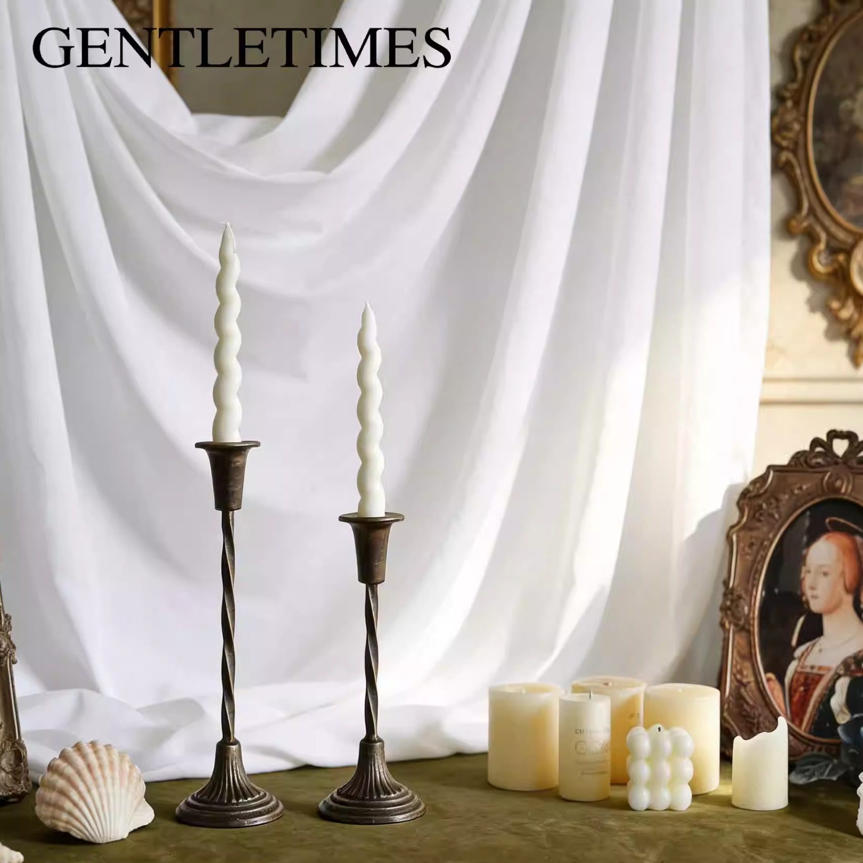 欧式复古铸铁螺旋烛台家用高级氛围装饰摆件浪漫餐桌香薰蜡烛台,家居饰品,烛台,淘宝优惠券,粉丝福利购,淘宝优惠卷