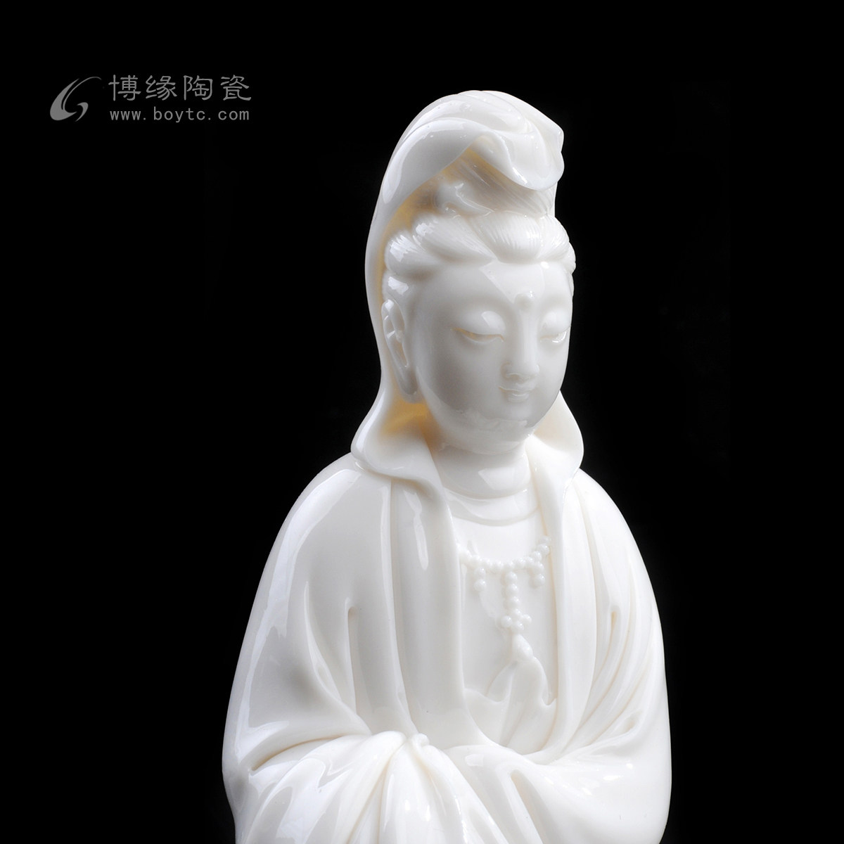 披坐德化陶瓷白瓷观音中号观世音 菩萨坐像供奉家居佛堂佛像摆件