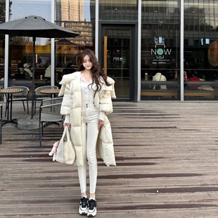 MISSCC 轻便保暖长款羽绒服 韩系冬季休闲90鹅绒连帽宽松外套