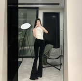 2.0黑色超模裤 长腿高腰显瘦微喇叭裤 牛仔裤 MISSCC 显瘦显高长裤 女