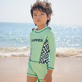 男童 分体可爱熊短裤 弈姿泳装 儿童游泳衣长袖