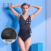 弈姿新款 泳衣女ins风复古三角拼接泳装 舒适小胸聚拢温泉游泳衣