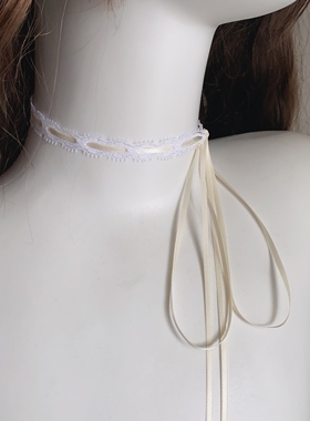 25元包邮朵拉手作系带蕾丝choker颈链绑带无扣甜美长款项圈锁骨链