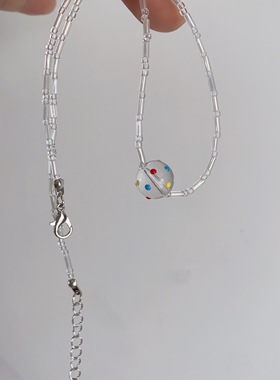 25元包邮朵拉手作童趣波点撞色透明泡泡串珠项链小众颈链少女百搭