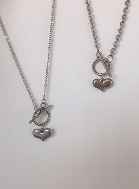 INS钛钢爱心桃心锁骨链包邮