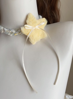 25元包邮朵拉手作彩色毛线编织项链甜心毛绒星星蝴蝶结choker项圈