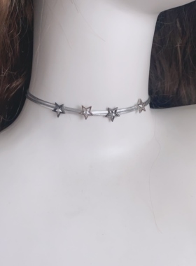 25元包邮星星扣银色chocker千禧y2k五角星双层项圈甜酷叠戴项链女