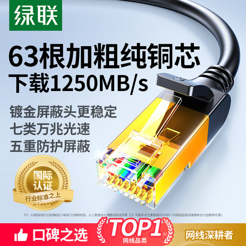 【过国际认证】绿联七类万兆网线