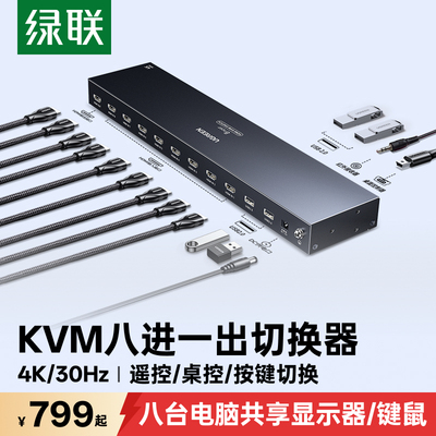 绿联HDMIkvm切换器八进一出