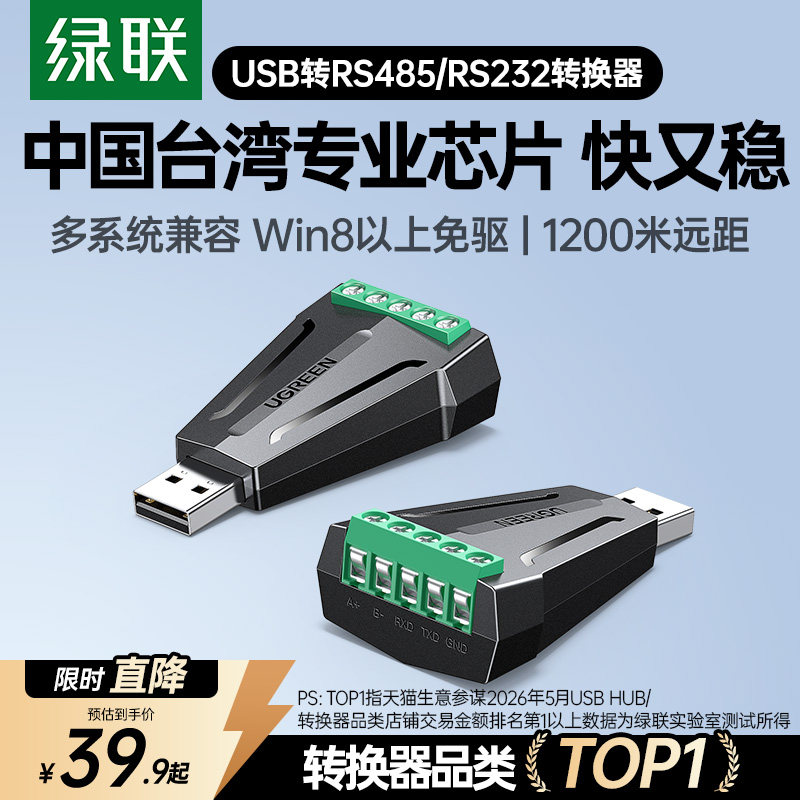 绿联usb转rs485/232串口转换器pl2303芯片工业级1200米通讯协议串口转接头接口连接数控机床免驱使用通讯模块 - 实物图