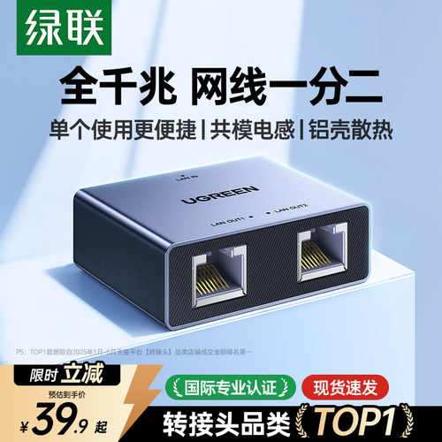 【国际认证】绿联千兆网线一分二