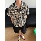 A338-C812-P40夏季新款复古豹纹夏威夷花衬衫沙滩短袖衬衫，商品下架区，电商A338