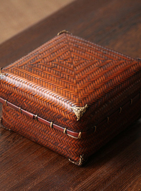 竹益堂竹编茶具收纳盒手编日式便携提盒整理茶杯收纳功夫茶具茶配