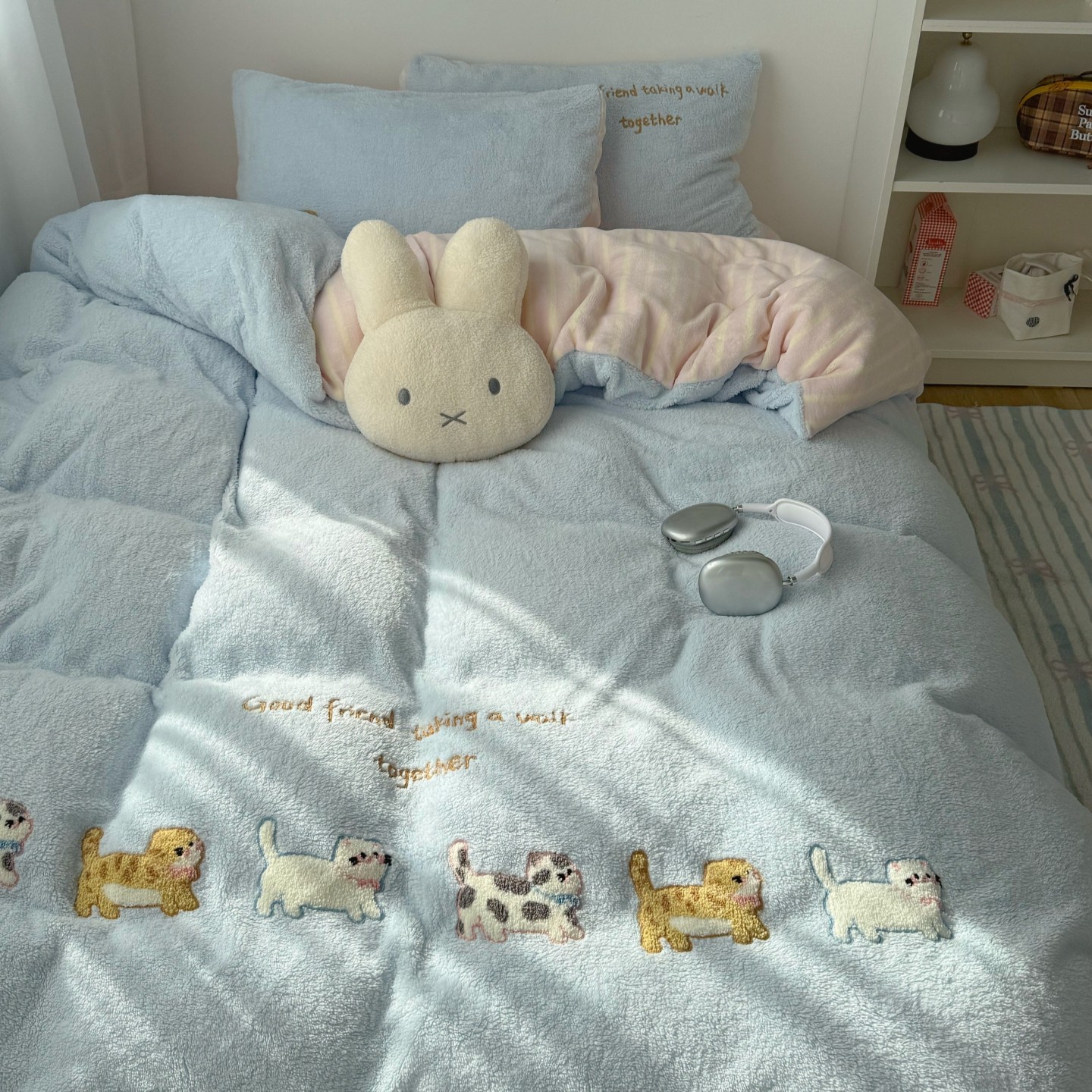 梨梦  秋冬可爱保暖加厚牛奶绒四件套床单被套珊瑚绒床品,床上用品,床品套件/四件套/多件套,淘宝优惠券,粉丝福利购,淘宝优惠卷