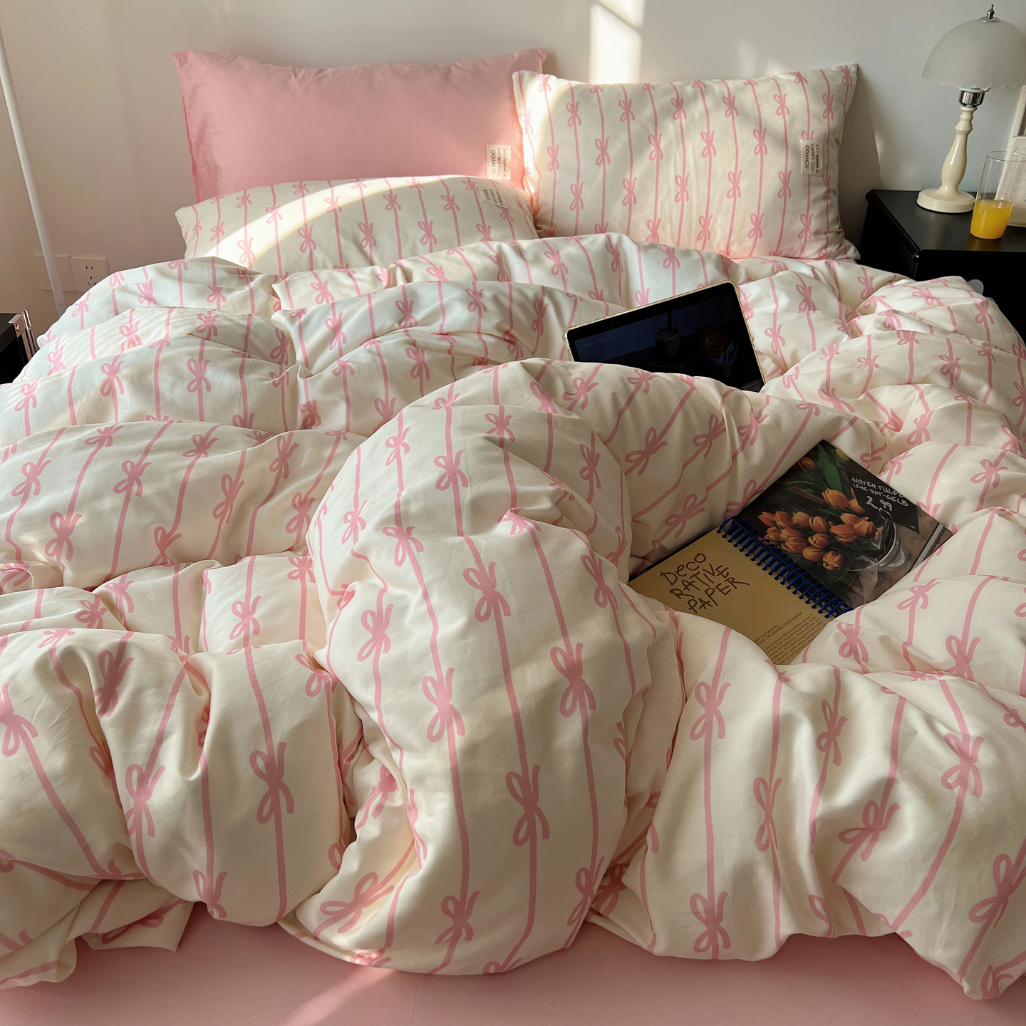 梨梦 春天的瞬间  ins纯棉水洗棉四件套全棉床单被套宿舍床上用品