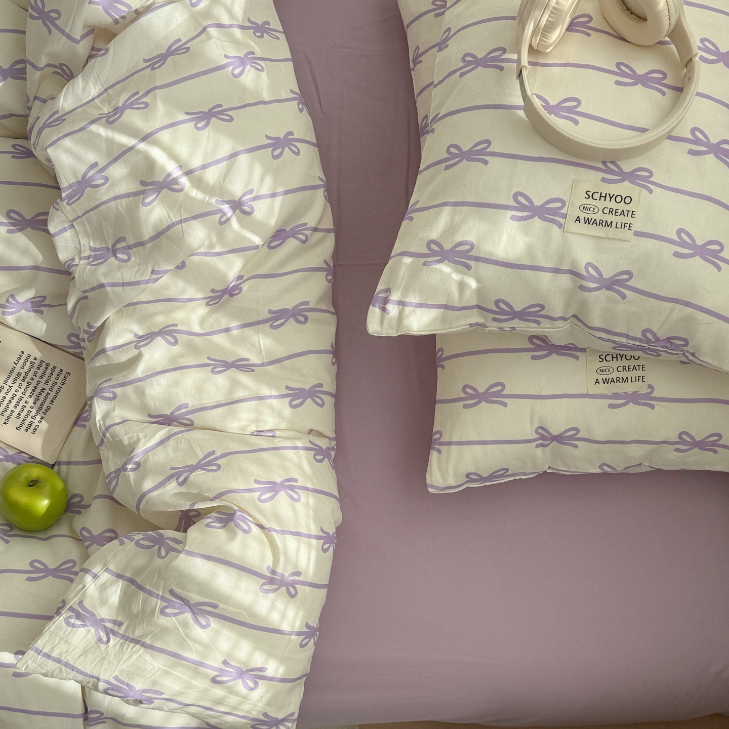 梨梦  purple！ ins纯棉水洗棉四件套全棉床单被套宿舍床上用品