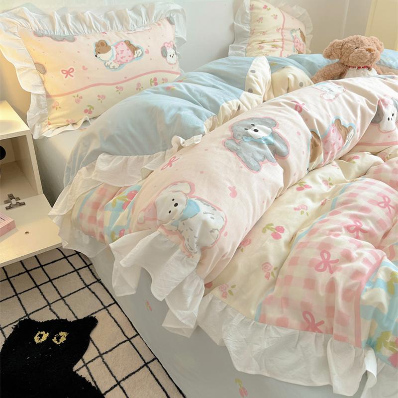 梨梦 洋气柯基仔 可爱卡通40支纯棉四件套全棉床单被套床上用品