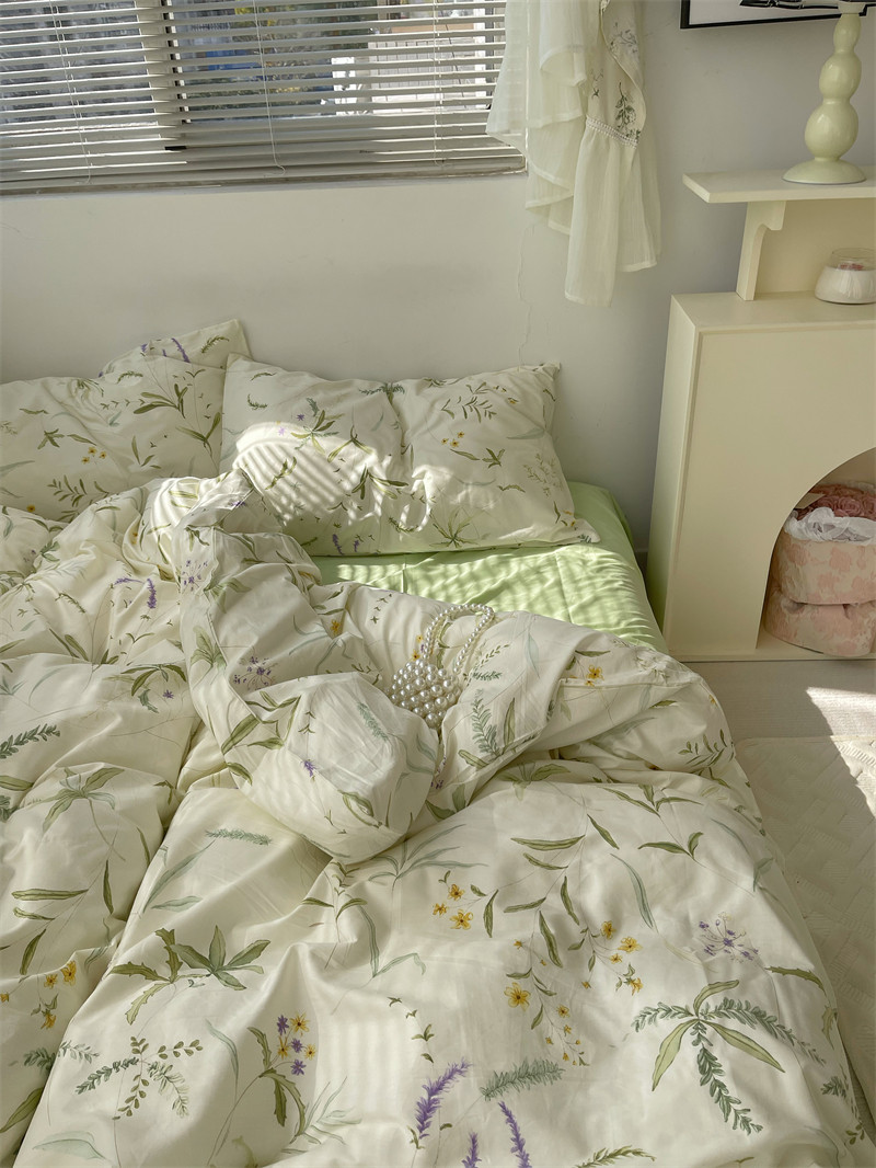 梨梦 ins小碎花清新少女心40支纯棉四件套全棉床单被套双人床品