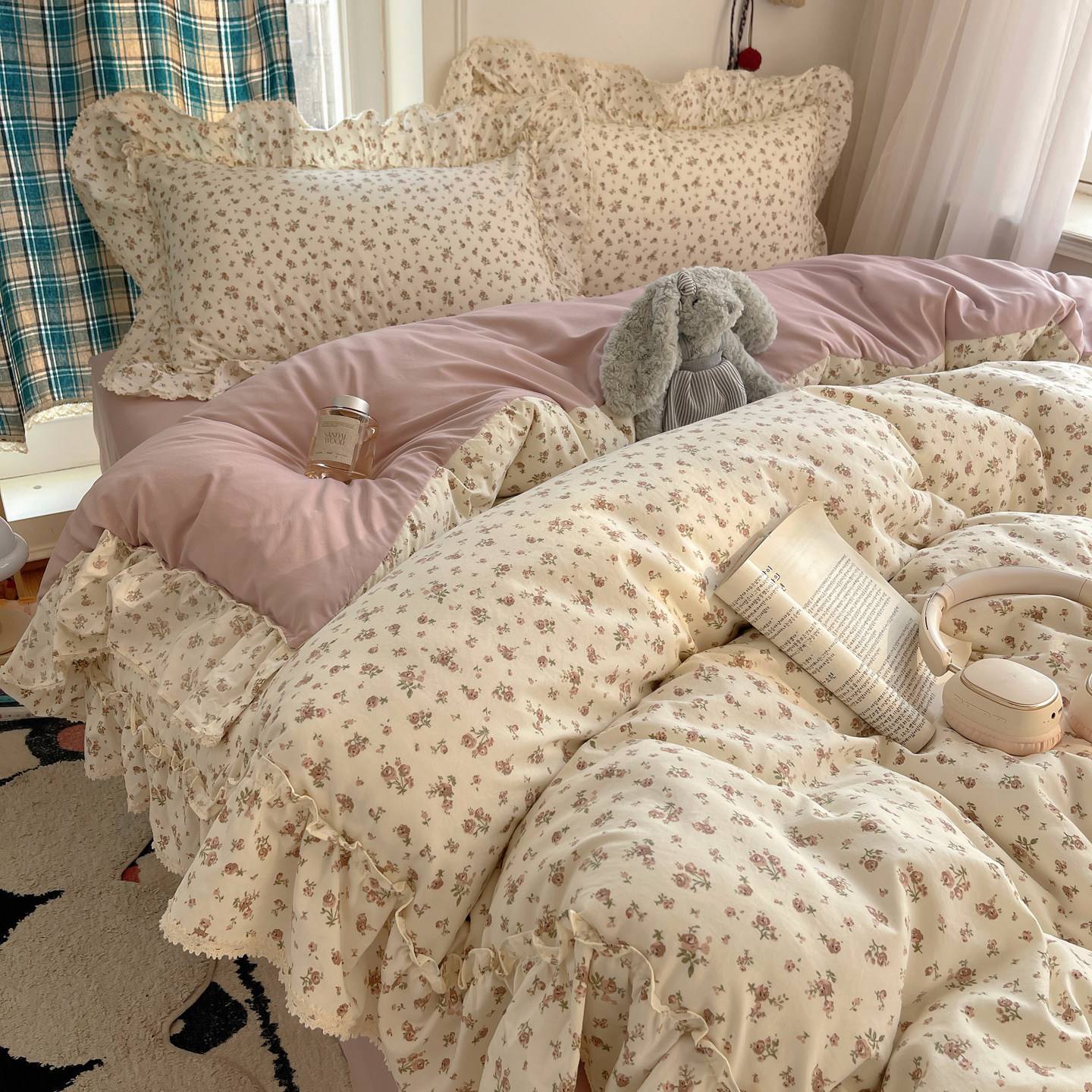 梨梦 复古法式小碎花四件套单被套宿舍床上用品,床上用品,床品套件/四件套/多件套,淘宝优惠券,粉丝福利购,淘宝优惠卷