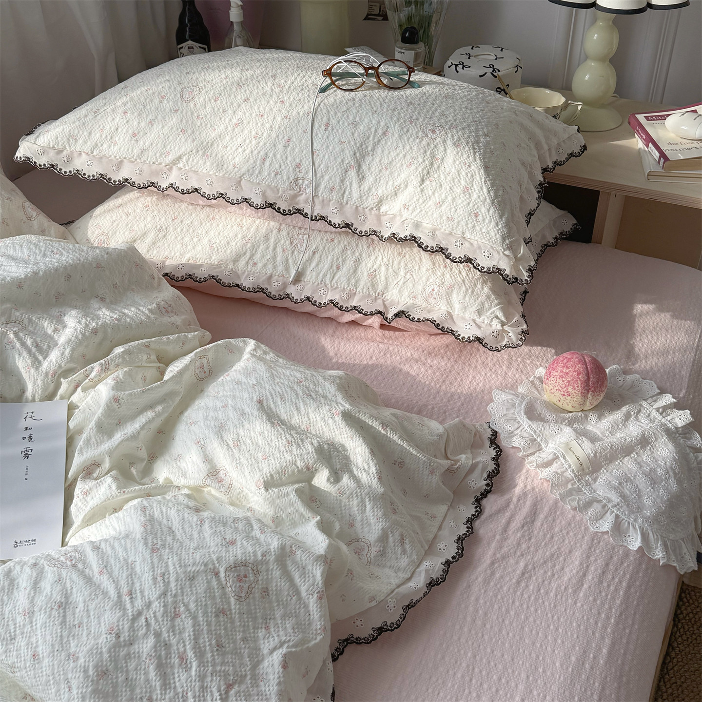 梨梦 甜心玫瑰 可爱四件套少女心床单被套床笠单人宿舍床上用品