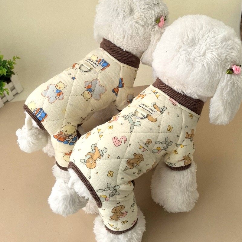 狗狗衣服棉纱防静电有拉环宠物泰迪比熊贵宾保暖衣服秋冬家居夹棉