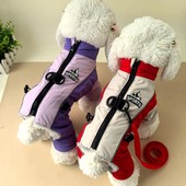 秋冬户外拼接冲锋衣加厚保暖可牵引狗狗衣服四脚衣防寒防水拉链