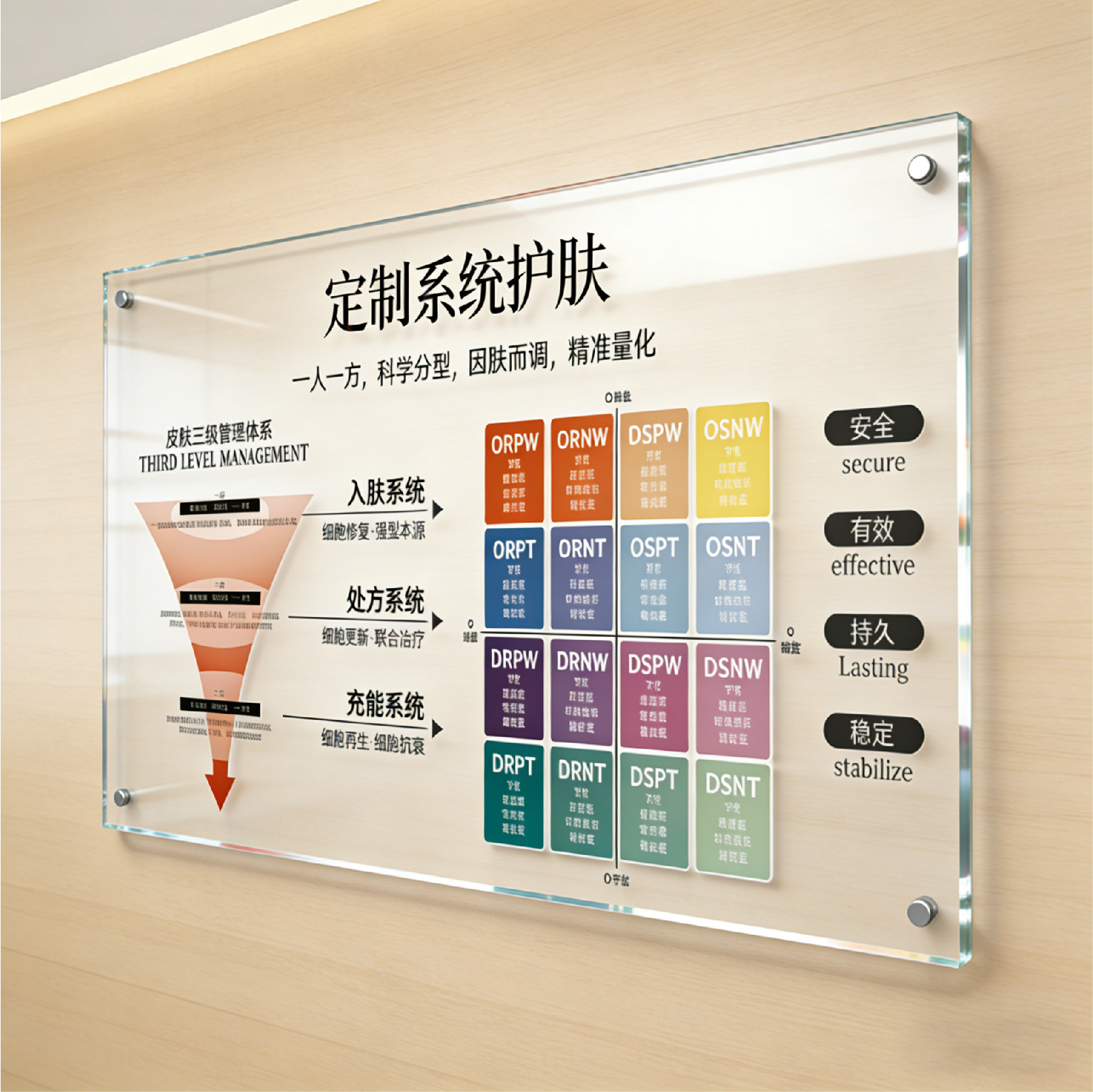 皮肤16度分域美容院肌肤肤质分析高透亚克力材质定制系统护肤定制