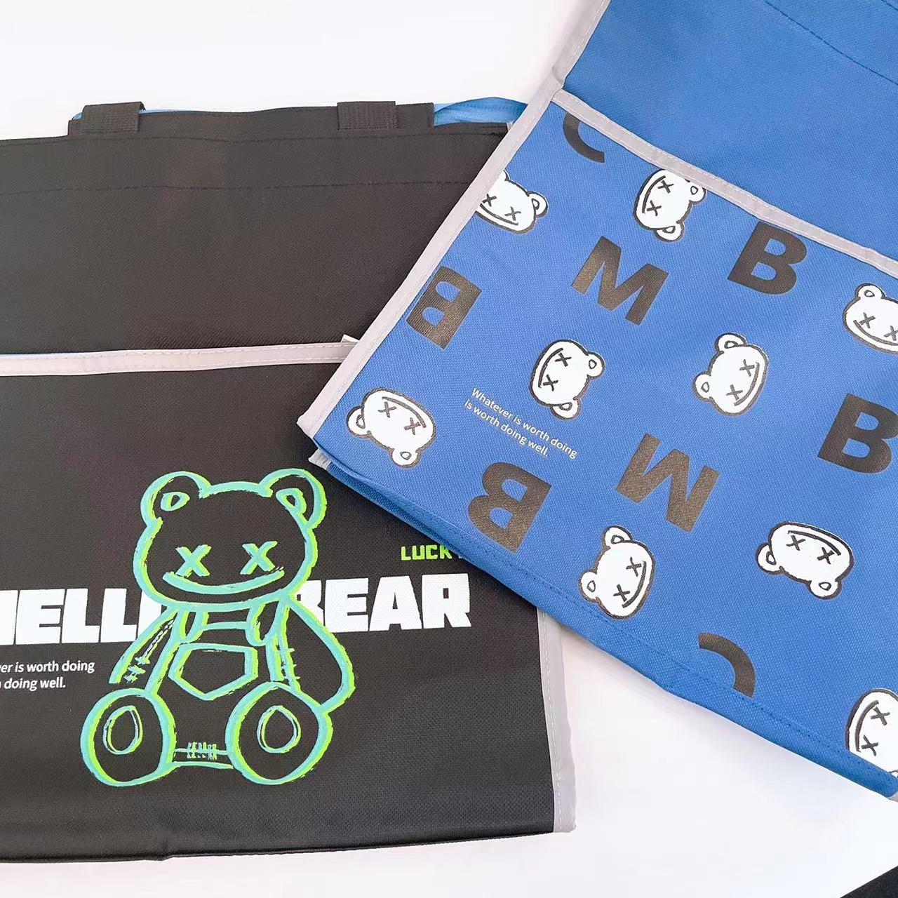 青壹坊Mr.bear前袋补课包学生收纳包文件袋中性牛津布拎包