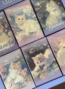青壹坊猫咪与花系列LOMO卡28张入MINI贺卡手账唯美装饰素材