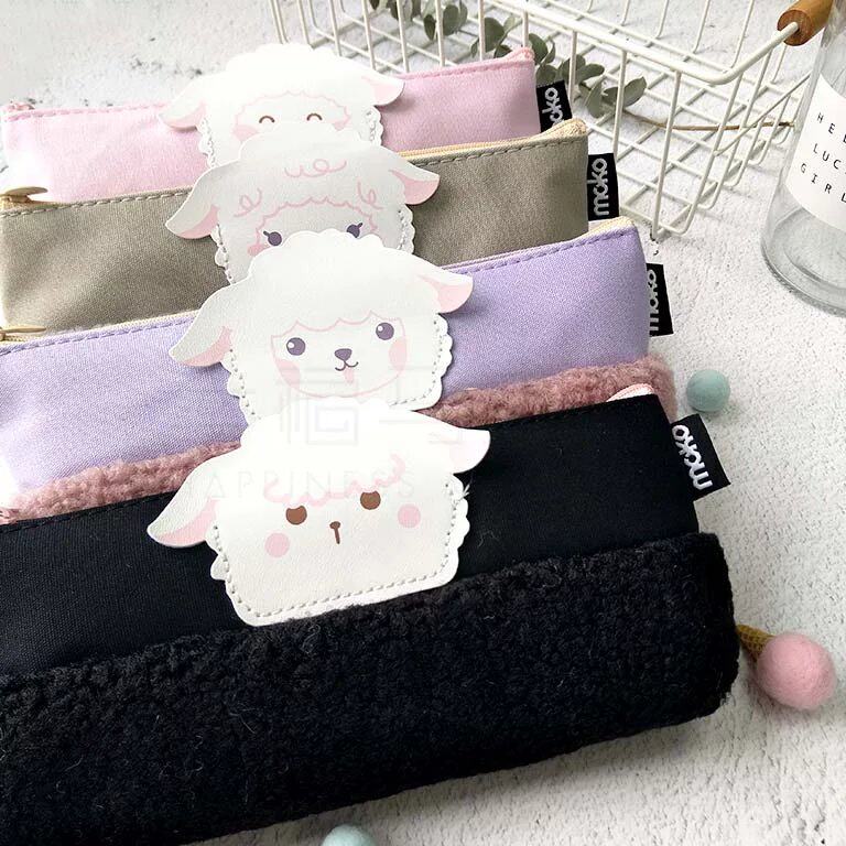 moko SHEEP系列大三角笔袋卡通可爱大容量铅笔袋创意耐脏文具盒