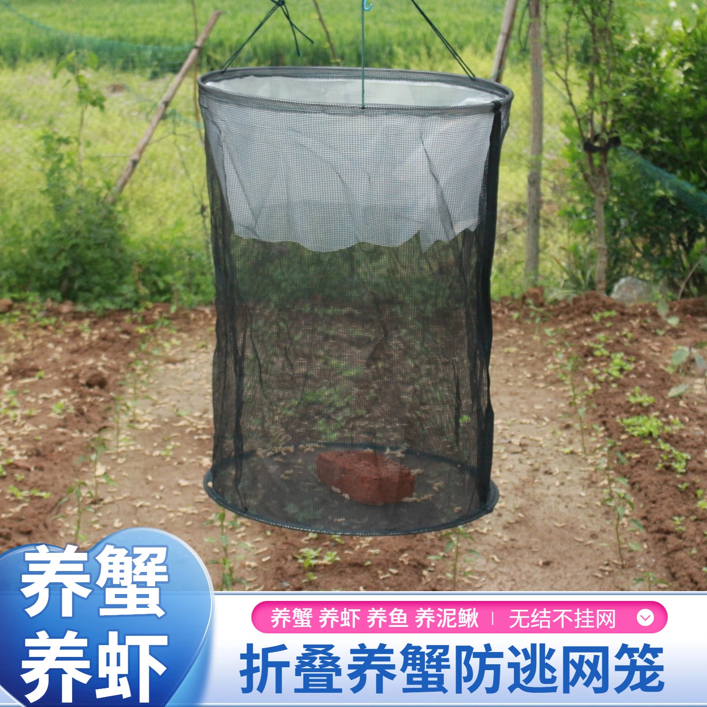 自动折叠防逃米粒孔渔笼