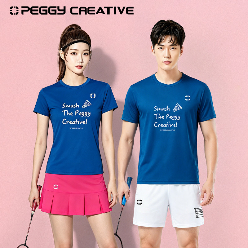 韩国佩极羽毛球服男女款2025新款运动短袖速干T恤匹克球服比赛服