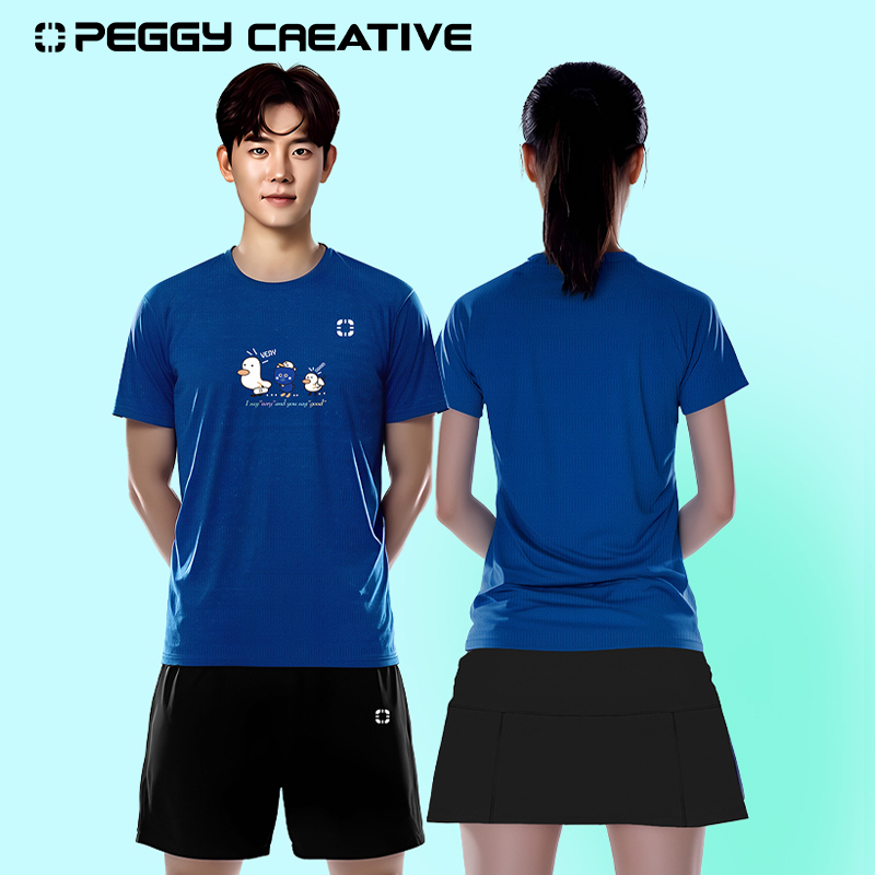 韩国佩极羽毛球服运动短袖速干T恤男女同款新款训练壁球匹克球服