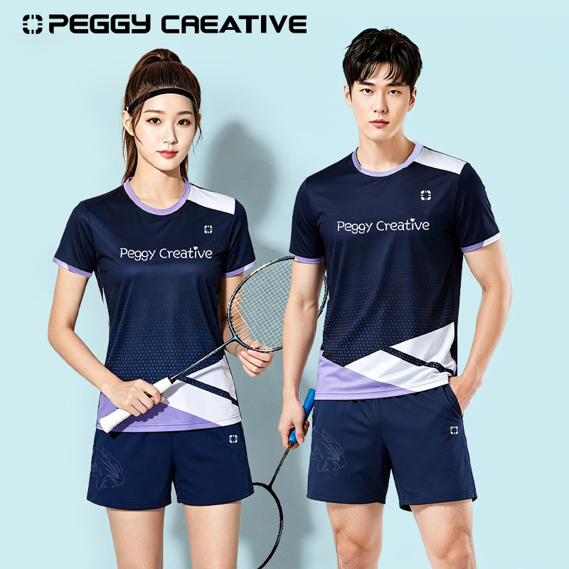 韩国佩极羽毛球服女套装男款上衣透气速干训练比赛服短袖运动T恤