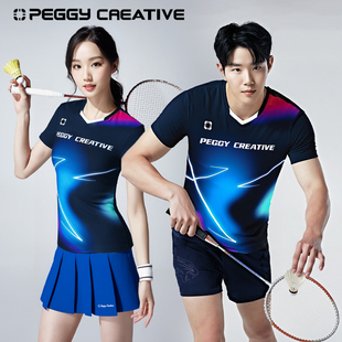 韩国佩极羽毛球服男女同款吸汗速干运动短袖新款排球服乒乓球训服
