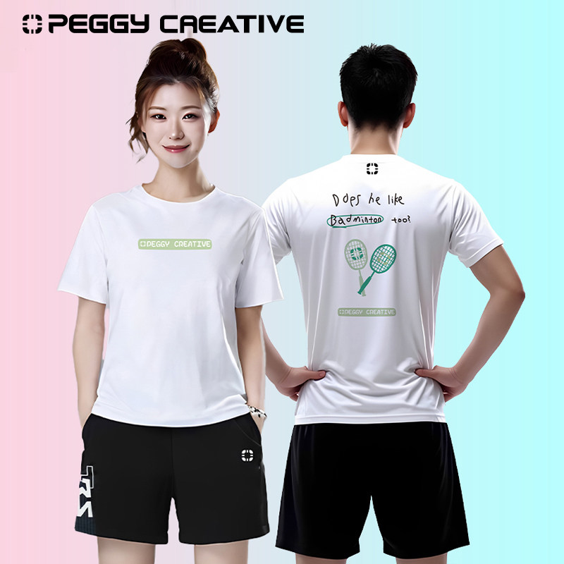 韩国佩极羽毛球服男女款新款运动短袖速干衣T恤训练服壁球匹克服