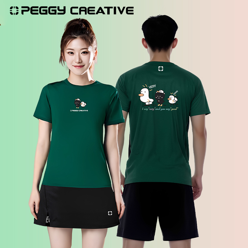 韩国佩极羽毛球服新款文化衫训练速干短袖T恤男女款壁球匹克球服