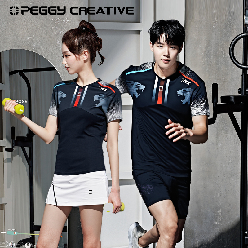 韩国佩极羽毛球服运动速干T恤