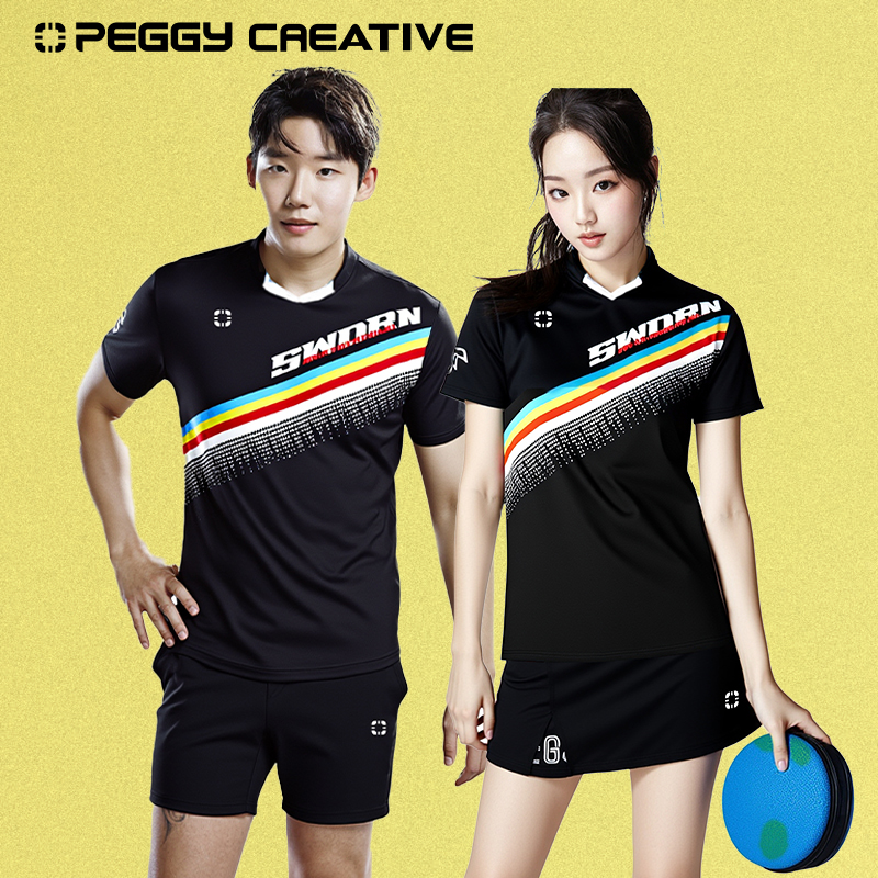 韩国佩极羽毛球服吸汗速干运动上衣夏季男女同款运动健身短袖T恤